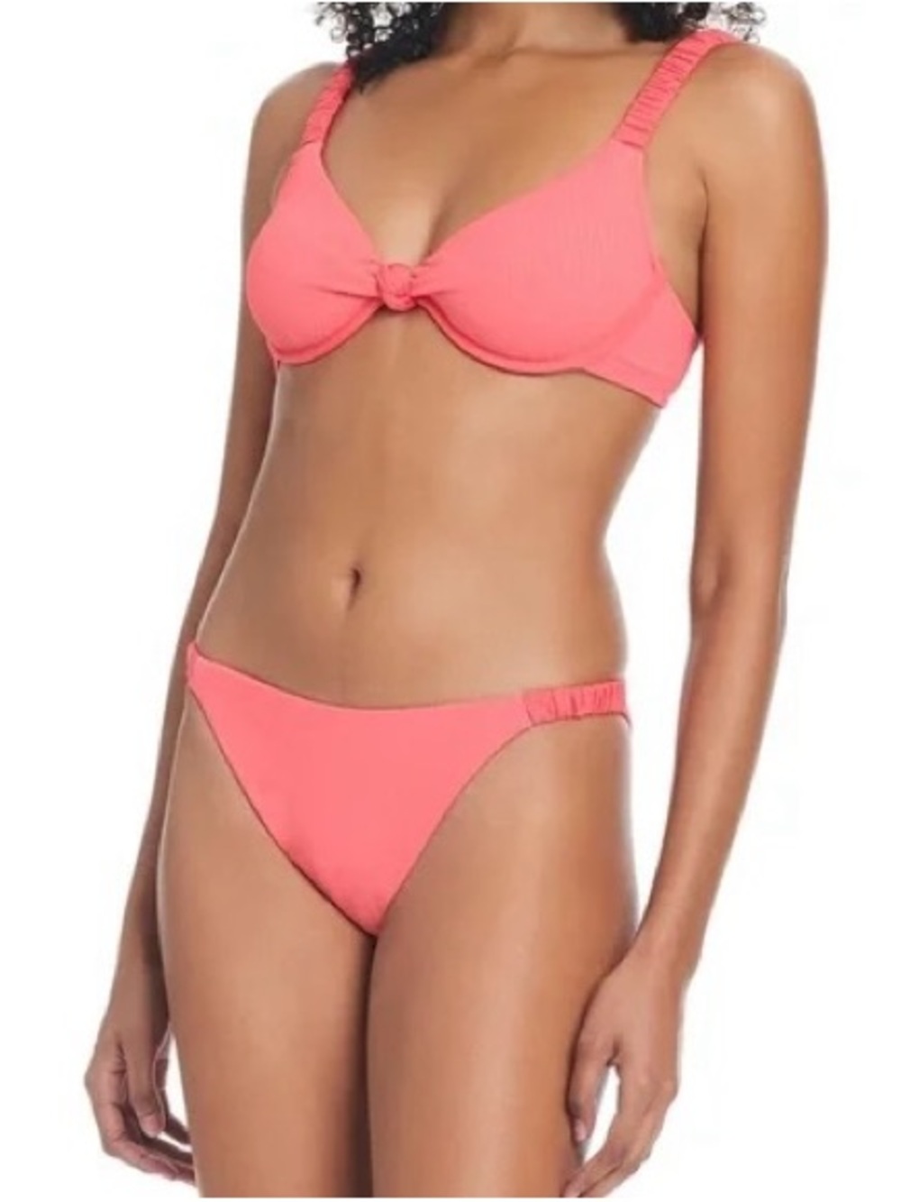 Sanctuary Coral Pink Underwire Bikini top with Knot Detail size medium